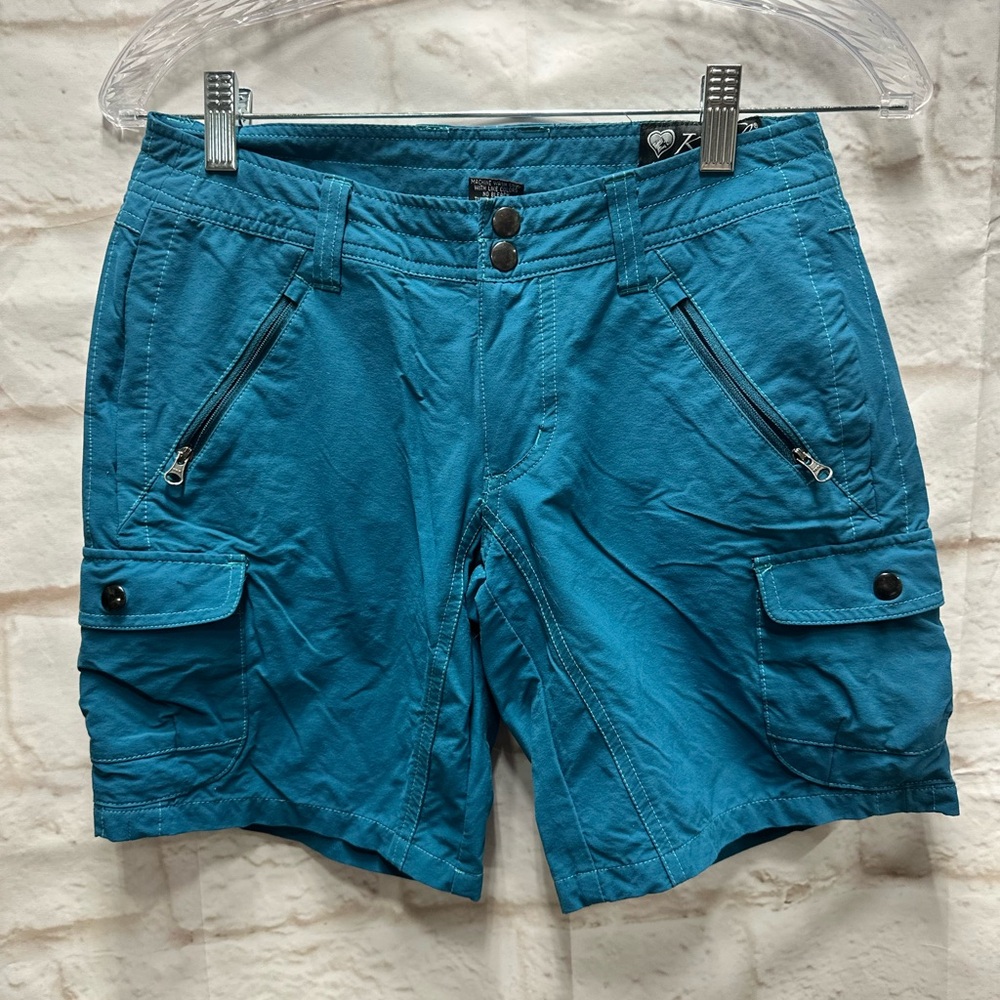 Kuhl Teal Blue Athletic Hiking Performance Shorts Womens size 2